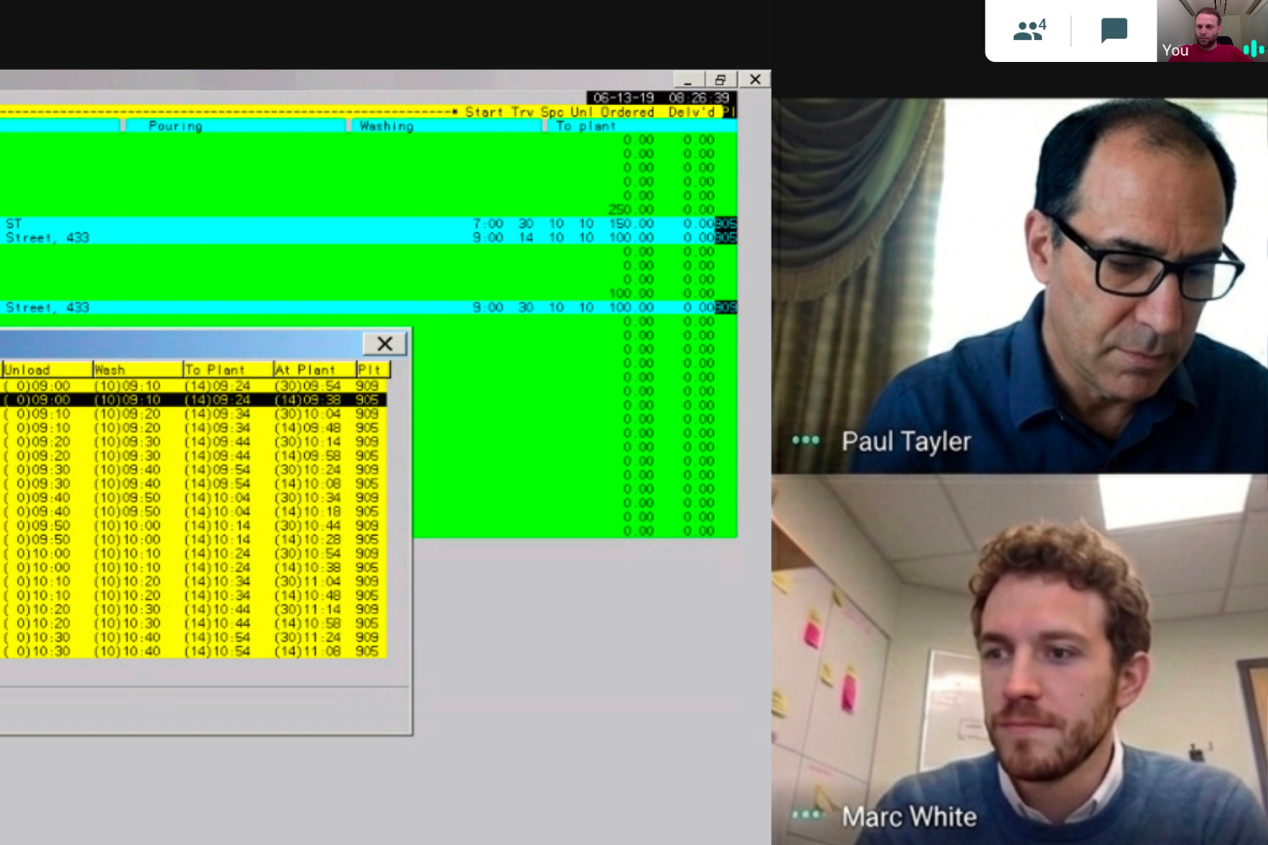 Screenshot of a remote interview via video call during the analysis of at existing logistics software.